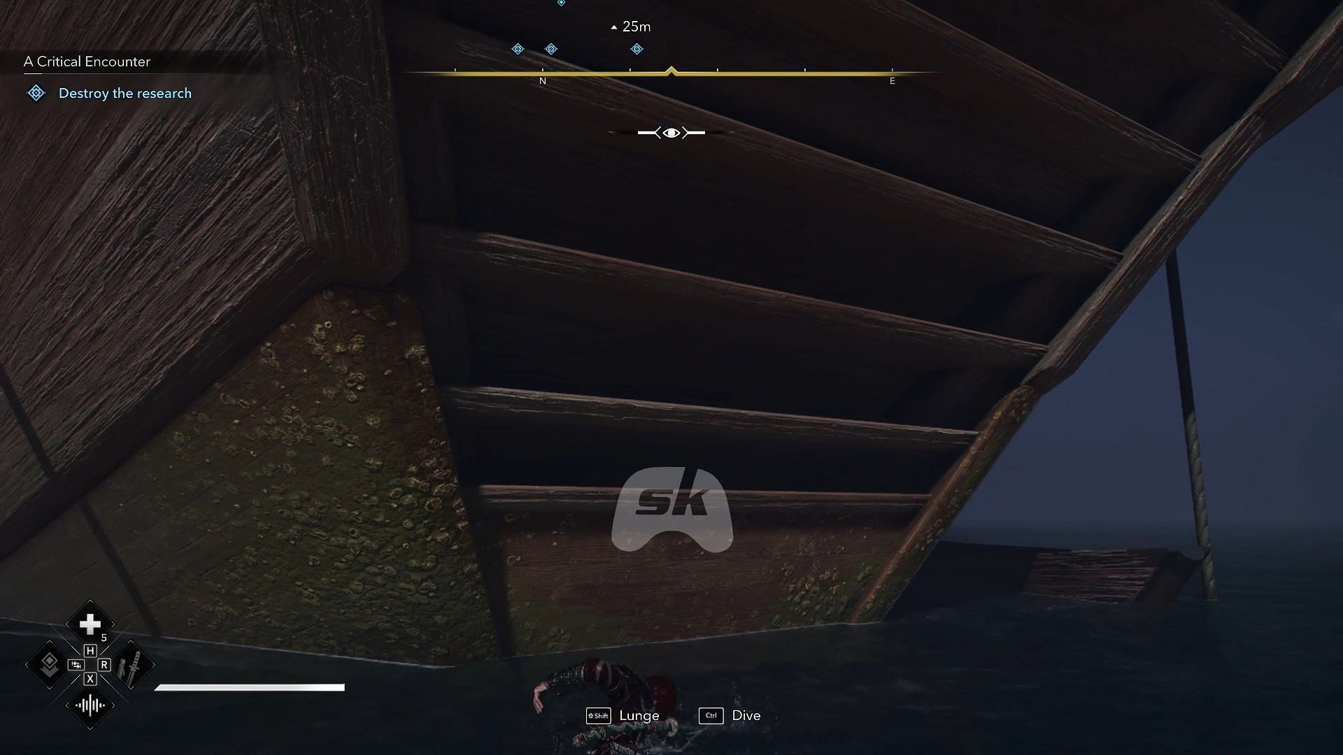 Climb onto the ship from the back side (Image via Sportskeeda Gaming // Ubisoft)